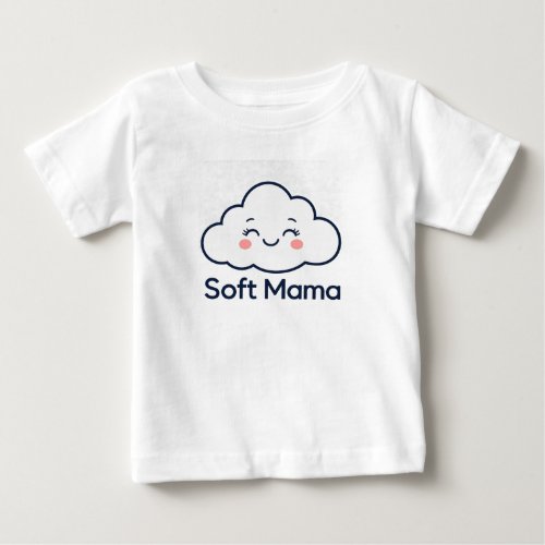 Cute Kawaii Cloud "Soft Mama" Logo Design Baby T-Shirt