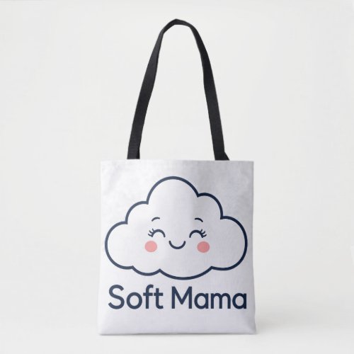 Cute Kawaii Cloud "Soft Mama" Logo Design Tote Bag