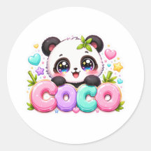 Cute Kawaii Coco Panda Name Pastel Pink Sparkling 
