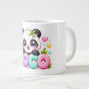 Cute Kawaii Coco Panda Name Pastel Pink Sparkling Giant Coffee Mug