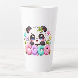 Cute Kawaii Coco Panda Name Pastel Pink Sparkling Latte Mug