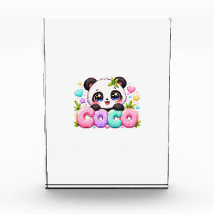 Cute Kawaii Coco Panda Name Pastel Pink Sparkling Photo Block