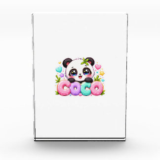 Cute Kawaii Coco Panda Name Pastel Pink Sparkling  Photo Block