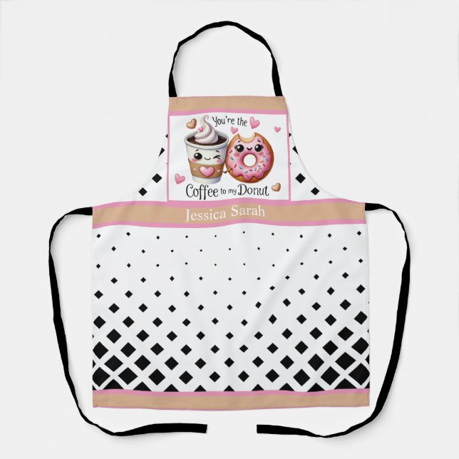 Cute Kawaii Coffee and Donuts Apron (Front)