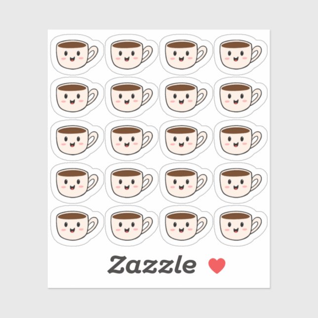 Cute Kawaii Coffee Cup Coffee Break Bujo Planner  Sticker (Sheet)