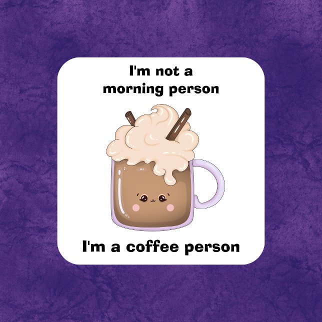 Cute Kawaii Coffee Cup Square Sticker (Creator Uploaded)