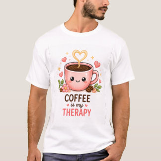 Cute Kawaii Coffee Is My Therapy T-Shirt