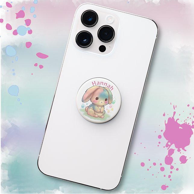 Cute Kawaii Colorful Rabbit Personalized PopSocket (Creator Uploaded)