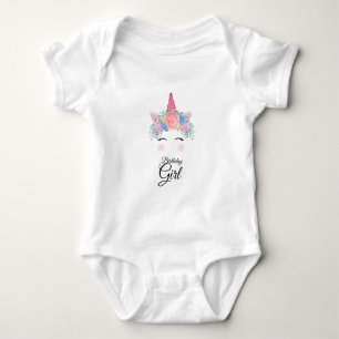 Cute Kawaii Colorful Rainbow Unicorn Birthday Girl Baby Bodysuit