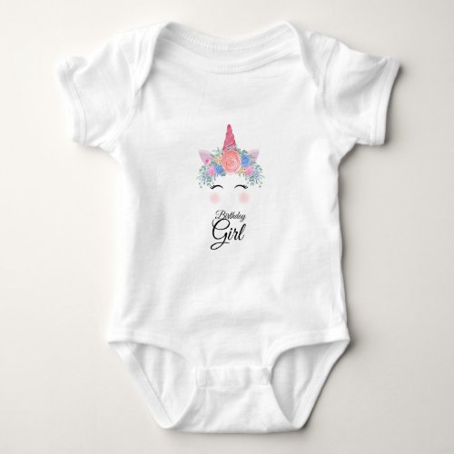 Cute Kawaii Colorful Rainbow Unicorn Birthday Girl Baby Bodysuit