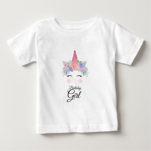 Cute Kawaii Colorful Rainbow Unicorn Birthday Girl Baby T_Shirt