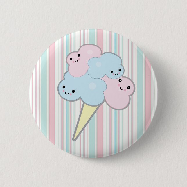 cute kawaii cotton candy pinback button (Front)