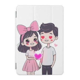 Cute Kawaii Couple Doodle Illustration iPad Mini Cover