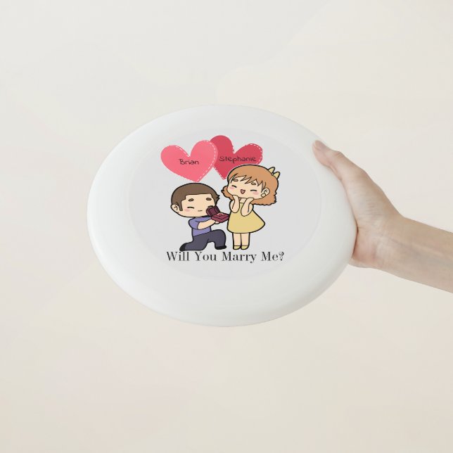 Cute Kawaii Couple Marriage Proposal Wham-O Frisbee (In Hand)