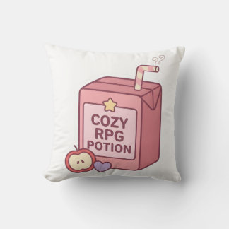 Cute Kawaii Cozy RPG Potion Juice Box Throw Pillow