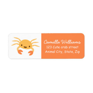 Cute kawaii crab return address label