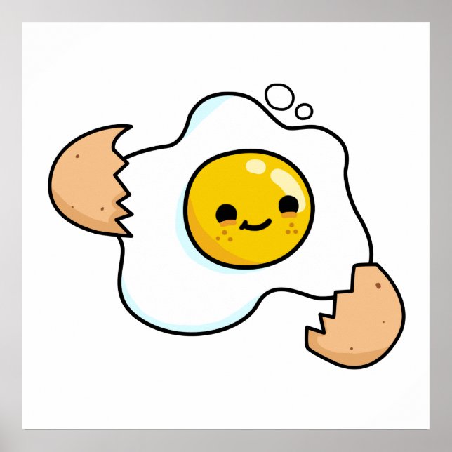 Cute Kawaii Cracked Egg Poster (Front)
