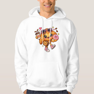 Cute Kawaii Croissant Donut Coffee Hoodie