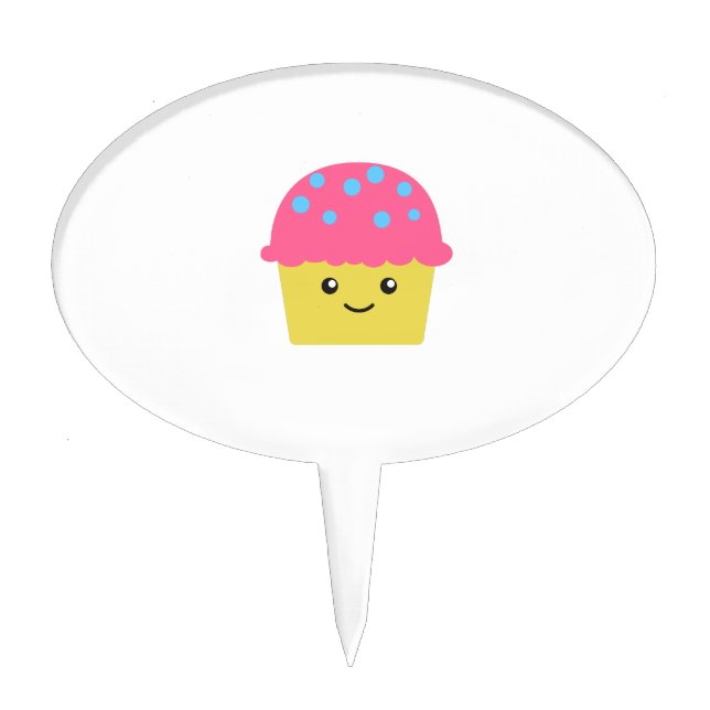 Cute Kawaii Cupcake Cake Topper (Front)