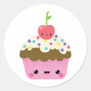 Cute Kawaii Cupcake Classic Round Sticker