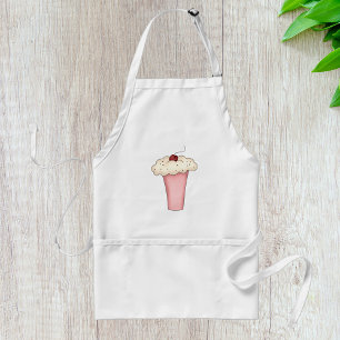 Cute Kawaii Cupcake Milkshake with Cherry Adult Apron