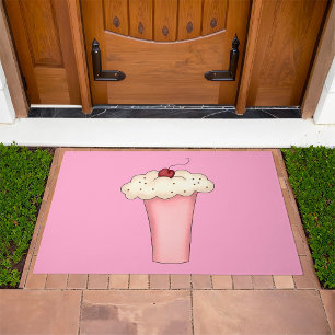 Cute Kawaii Cupcake Milkshake with Cherry Doormat