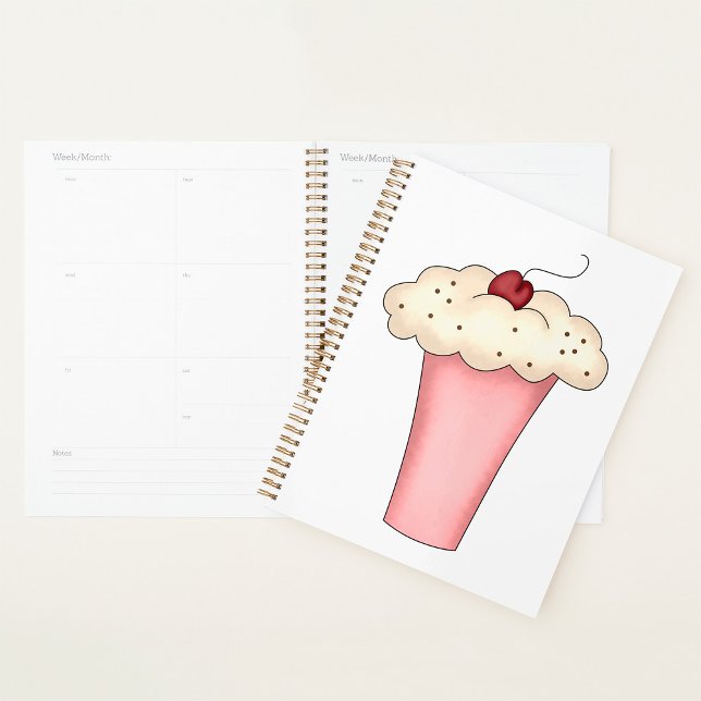 Cute Kawaii Cupcake Milkshake with Cherry  Planner (Creator Uploaded)