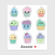 Cute Kawaii Cupcake Sticker Sheet