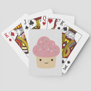 Cute Kawaii Cupcake with Pink Icing Poker Cards