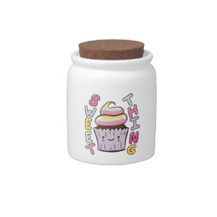 Cute Kawaii Cupcake with Text Candy Jar