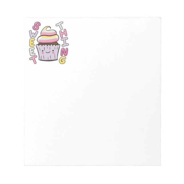  Cute Kawaii Cupcake with Text Notepad (Front)