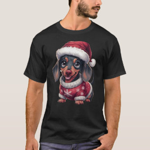 Cute Kawaii Dachshund Dog in Santa Hat & Sweater