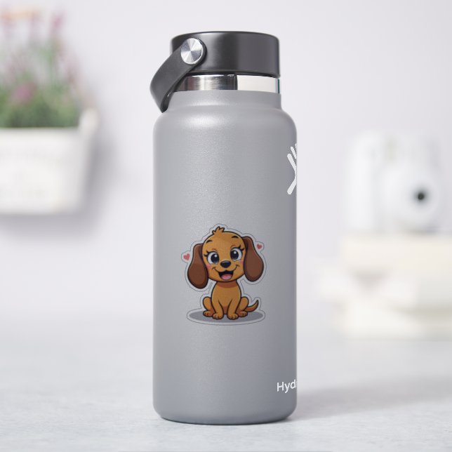 Cute Kawaii Dachshund, Endearing Face, Small Sticker (HydroFlask)