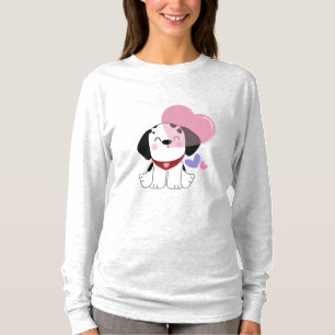 Cute Kawaii Dalmatian Puppy Dog with Hearts T-Shirt