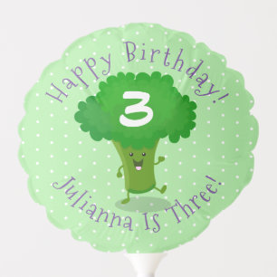 Cute kawaii dancing broccoli cartoon illustration balloon