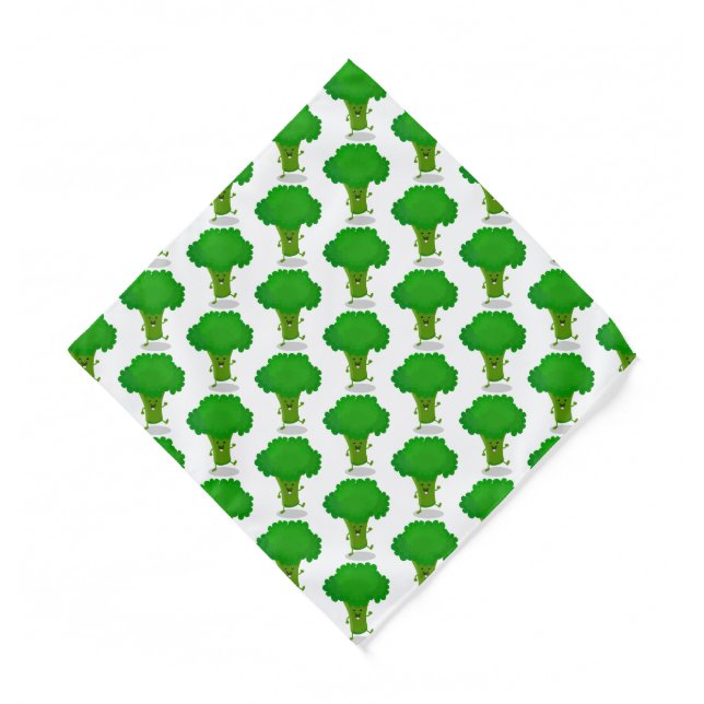 Cute kawaii dancing broccoli cartoon illustration  bandana (Front)