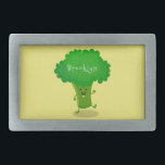 Cute kawaii dancing broccoli cartoon illustration belt buckle<br><div class="desc">Vegetable fun featuring our dancing broccoli cartoon in cute illustration style.</div>