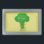 Cute kawaii dancing broccoli cartoon illustration belt buckle<br><div class="desc">Vegetable fun featuring our dancing broccoli cartoon in cute illustration style.</div>
