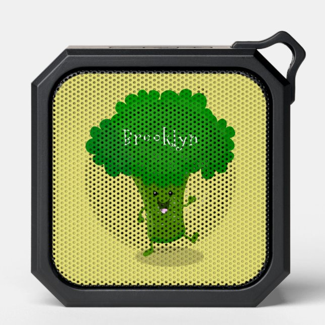 Cute kawaii dancing broccoli cartoon illustration bluetooth speaker (Front)