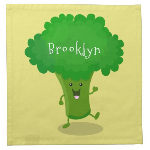 Cute kawaii dancing broccoli cartoon illustration cloth napkin