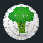 Cute kawaii dancing broccoli cartoon illustration dart board<br><div class="desc">Vegetable fun featuring our dancing broccoli cartoon in cute illustration style.</div>