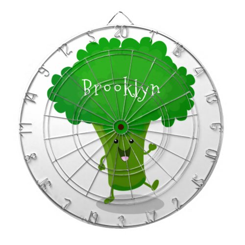 Cute kawaii dancing broccoli cartoon illustration dart board