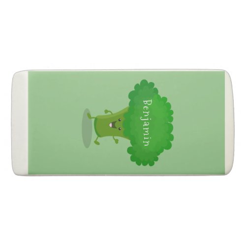 Cute kawaii dancing broccoli cartoon illustration eraser