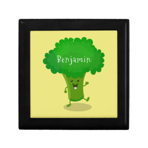 Cute kawaii dancing broccoli cartoon illustration gift box