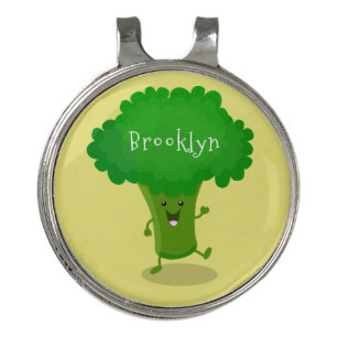 Cute kawaii dancing broccoli cartoon illustration golf hat clip