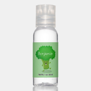 Cute kawaii dancing broccoli cartoon illustration hand sanitizer