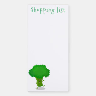 Cute kawaii dancing broccoli cartoon illustration magnetic notepad