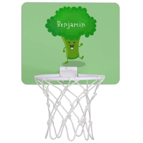 Cute kawaii dancing broccoli cartoon illustration mini basketball hoop