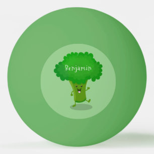 Cute kawaii dancing broccoli cartoon illustration ping pong ball