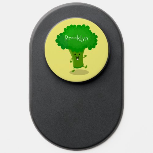 Cute kawaii dancing broccoli cartoon illustration PopSocket